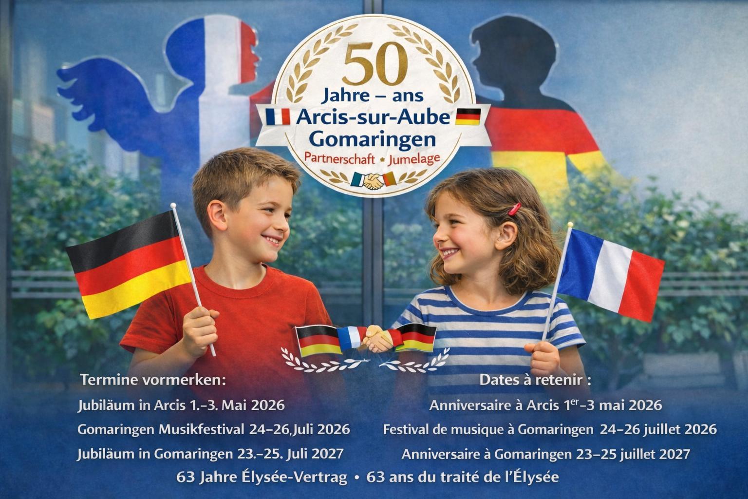 Symbolbild 50 Jahre Partnerschaft Gomaringen-Arcis